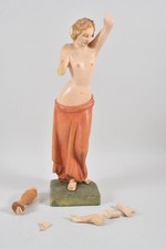 C26D16- Holz Figur Halbakt Frau geschnitzt gefasst monogrammiert PS 2002