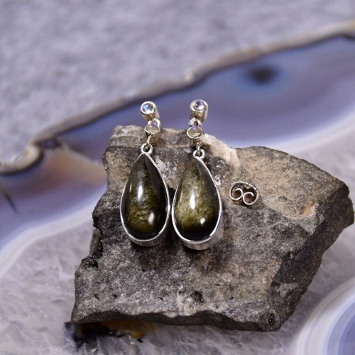 Gold obsidian ohrring - gold, 925er