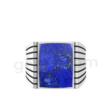 Lapislazuli Edelstein Herren Ring 925 Sterling Silber Urlaub Statement...