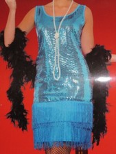 20er Jahre Charleston-Kostüm, Gangsterbraut, Gr. S, blau/türkis, neuwertig, OVP!