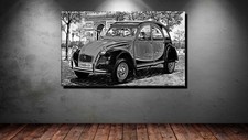 LEINWAND BILD ER XXL POP ART CITROEN 2CV ENTE OLDTIMER ABSTRAKT S/W BIS 150x90