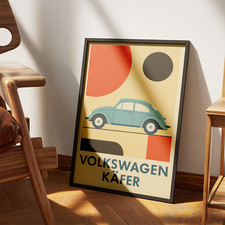 Volkswagen Kafer Poster A3 – Retro Art Design | Hochwertiger Plakat