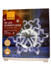 3D Schneeflocke Deko LED kaltweiß 60 LEDs mit Dauerlicht & Blinkfunktion 30x27cm