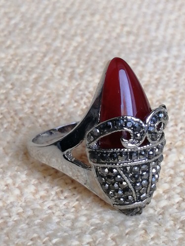 Fingerring roter stein - fingerring,