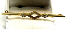 Antik 585 Gold 14 K Gold Brosche Nadel Stabbrosche 2x Altschliff Diamanten L 5,5