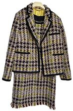 NVSCO 2107 Set Kleid Gr. 38 Blazer Gr. 44 mehrfarbig  Fransen Tweed Damen Winter
