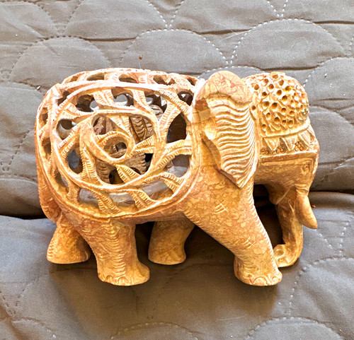 Elefant figur handgeschnitzt - elefant,