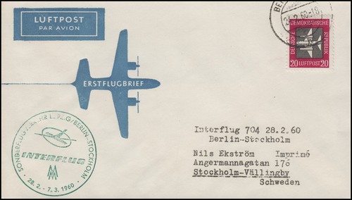 Luftpost interflug 704 - interflug,