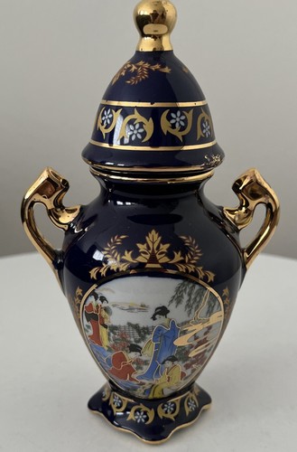 Vintage deckelvase kobaltblau - vintage,