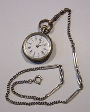 Alte Herren Taschenuhr Cylindre 6 Rubis funkioniert mit Kette ohne Glas, silber?