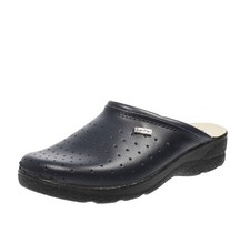 Saniflex Sanitär Hausschuhe Leder blau - Damen Schuhe Hausschuhe Pantoffeln