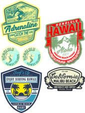 6x SURF Aufkleber XXL Hawaii