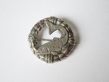 Brosche Fisch Silberoptik Jagd