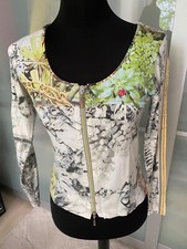 eva&claudi Damen Blusenjacke Größe S.Reißverschlüss.Danish Design.Weiß/Leuchtgrü