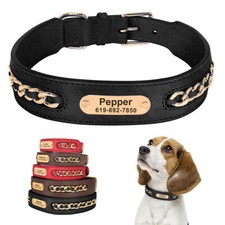 Personalisiert Hundehalsband Echtleder Lederhalsband mit Name Gravur Verstellbar