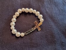 Armband Perlen Kreuz Jesus Herren Damen Unisex Trend gold- silberfarben weiß