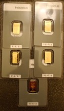 5 x 2 Gr  Feingoldbarren 999.9 v. HERAEUS mit Zertifikat in Blister v. 2021!