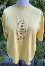 T-Shirt Ägypten Hieroglyphen Kartusche Shirt Name Silvia gelb XL 46 48 Vintage