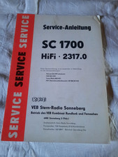 DDR Serviceanleitung SC 1700 HIFI Stern-Radio Sonneberg RFT