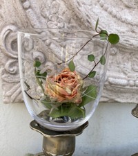 Rosenschale Glas geschliffene Rosebowl Blüten Leuchter alternativ Haube Glocke