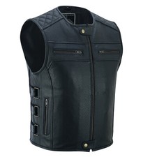 Herren Motorrad Leder Weste