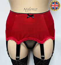 UK 8 Strap Luxus Strapsgürtel ROT (Strumpfgürtel) NYLONZ 🇬🇧 Made In UK🇬🇧
