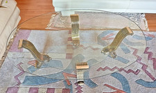 Couchtisch mit 2x Glasplatten+ Messing Füßen Gewicht 40kg- 85cmx120cm/ TOP