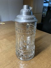 RASTAL HUMPEN  AUS GLAS MIT ZINNDECKEL  0,5 L GEEICHT ( 21 cm ) HOCH Bierkrug