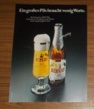 Seltene Werbung KULMBACHER EKU - Ein großes Pils braucht wenig Worte 1977
