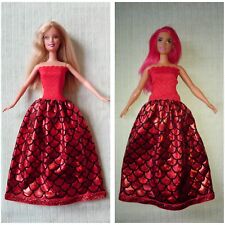 Barbie Puppenkleidung Prinzessin Abend Braut Kleid Glitzer rot Meerjungfrau 02