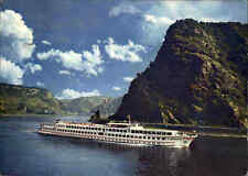 Rhein Schiff Rhine Ship Fahrgastschiff MS BRITTANIA passiert die Lorely, ~1970