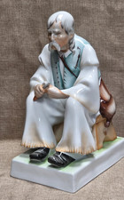 Zsolnay Pécs Ungarn Porzellanfigur sitzender Bauer handbemalt 50er Jahre