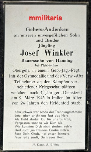 Sterbebild wwii obergefreiter - sterbebild,