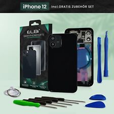 Backcover für iPhone 12 Schwarz Gehäuse Rückseite Rahmen Glas Frame Housing ELBI