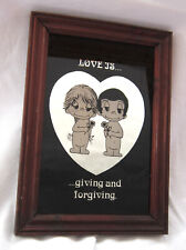 Spiegel Bild Liebe ist...giving and forgiving Vintage, alt, Holzrahmen 25 x35 cm