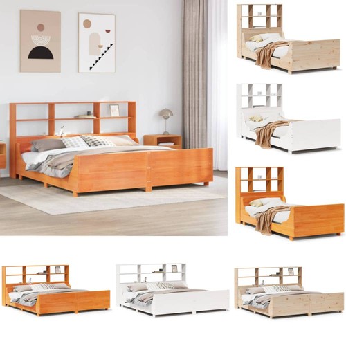 Massivholzbett mit regal ohne - massivholzbett,