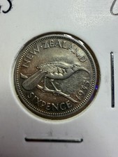 1935 New Zealand Sixpence Coin
