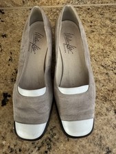 Damen Slipper Loafer Grau Weiß 38,5 = 5 1/2 Einmal getragen APART