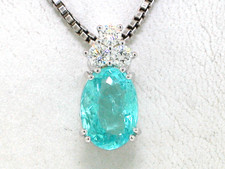 Paraiba Turmalin Anhänger 750 Weißgold 18 Kt Paraiba 1,893ct   3 Brillanten IF