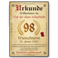 98. Geburtstag Urkunde