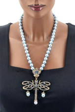 Exclusives Luxus Collier Statement Kette Strass Libelle signiert Heidi Daus (AB)