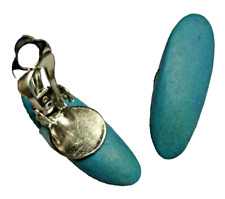 Holz Ohr Clips türkis silber