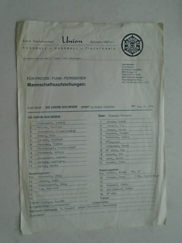 Union solingen rangers - union, v