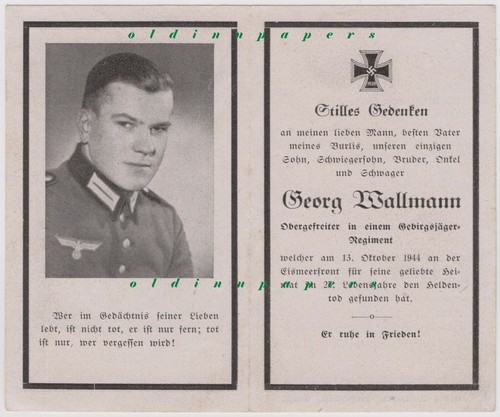 Sterbebild gebirgsjäger - 2.wk,
