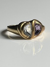 Gold 750 18kt Ring Damen mit Topas und Amethyst formschön & selten RG 52