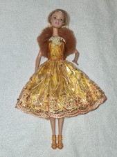 Barbie Kleid Gold Set 3tlg