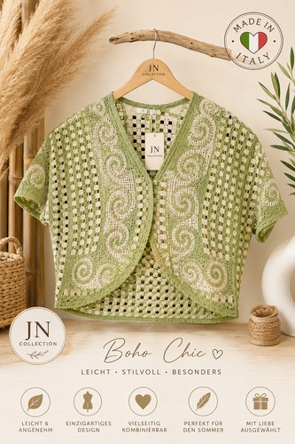 Boho häkeljacke olive - 🌿,