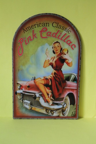 Blechschild pink cadillac pin - blechschild,