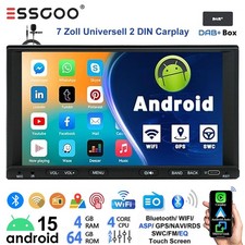 DAB+ 4+64GB Android 15 Doppel DIN Autoradio Wireless Carplay NAVI Bluetooth +Mik