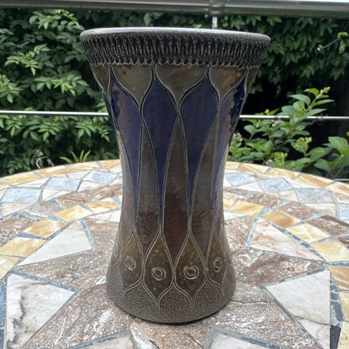 Keramikvase blau grau mit - blau/grau,